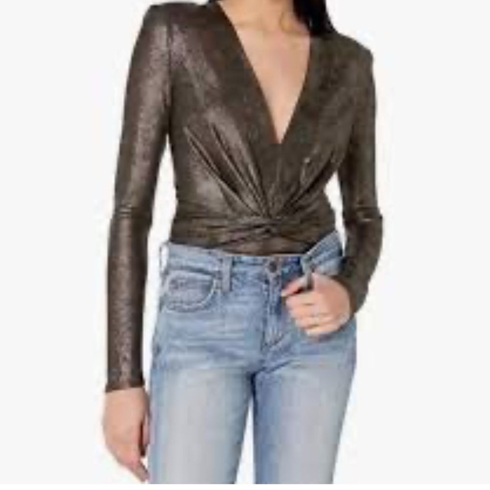 Astr Metallic gold sheen Long Sleeve Bodysuit sz XS EUC